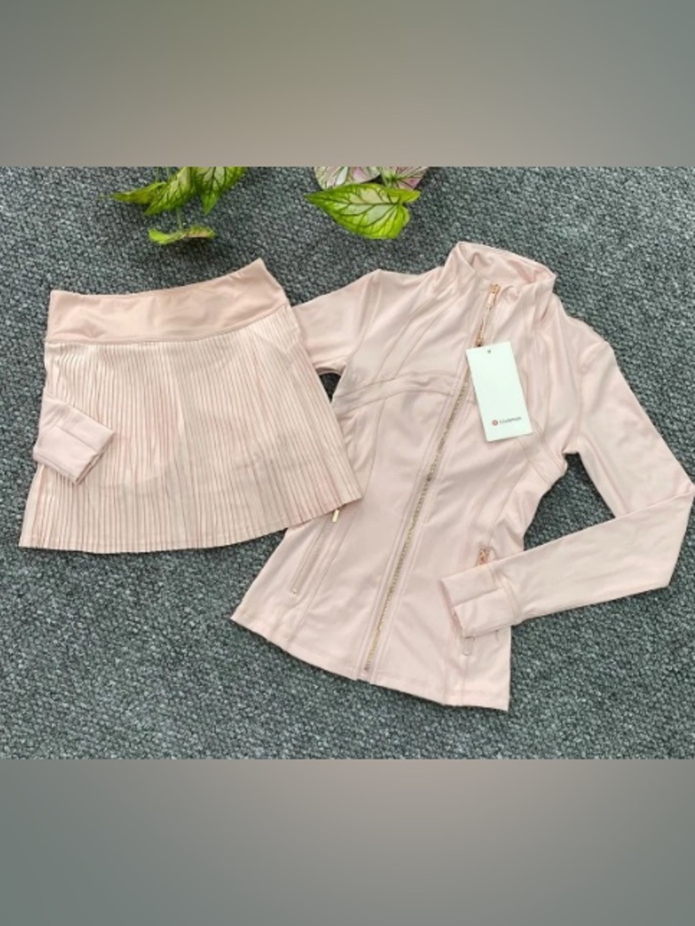 lululemon athletica Light Pink Pleated Skirt and Zip Jacket Set